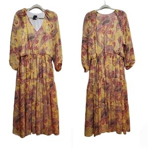 Maison Tara Chiffon Tiered Smocked Waist Dress 16W